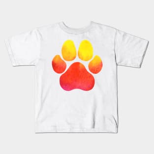 Yellow and Orange Paw Print Kids T-Shirt